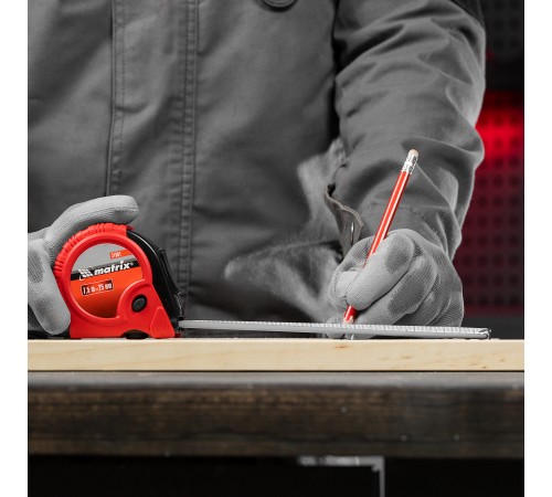 Рулетка Rubber,7,5 м х 25 мм,обрезиненный корпус Matrix