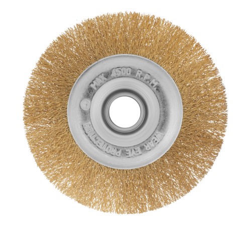 Щетка для УШМ, 150 мм, посадка 22.2 мм, плоская, латунированная витая проволока Matrix