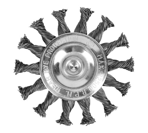 Щетка для дрели, 75 мм, плоская со шпилькой, крученая металлическая проволока Matrix