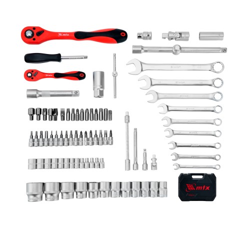 Набор инструментов 82 предмета, CrV, 1/2", 1/4" MTX