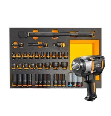 RUNTEC RT-IWPIST1E38F Набор с пневмогайковертом, динамометрическим ключом, ударными головками RUNTEC 1/2", 8-32 мм, CrMo, ложемент EVA, 38 пр.