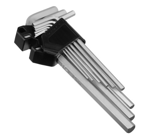 Набор ключей имбусовых, HEX, 1,5-10 мм, CrV, 9 шт., удлиненные Сибртех