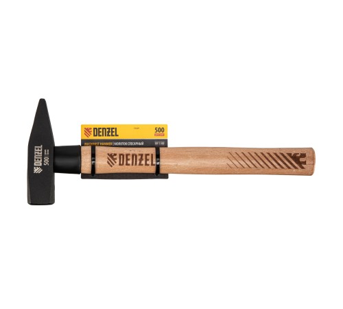 Молоток слесарный, 500 г, кованый квадратный боек, буковая рукоятка Denzel