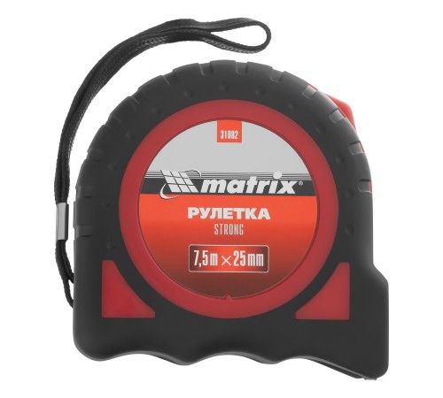 Рулетка Strong,7,5 м х 25 мм,обрезиненный корпус Matrix