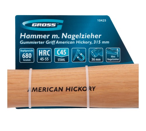 Молоток-гвоздодер, 680 г, угол 75, магнит, обрезиненная рукоятка AMERICAN HICKORY // GROSS Молоток-гвоздодер, 680 г, угол 75, магнит, обрезиненная рукоятка AMERICAN HICKORY // GROSS