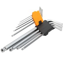 Набор Г-образных шестигранников 1,5-10 мм, длинные, с шаровым окончанием, 9 предметов TOLSEN TT20054