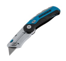 Нож ремонтно-монтажныйный, складной, трехкомпонентная рукоятка, контейнер-держатель для лезвий, 175 мм, 2 запасных лезвия Gross