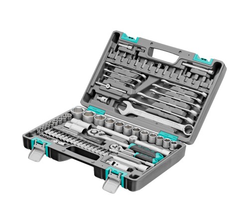 Набор инструментов, 1/2, 1/4, CrV, пластиковый кейс, 82 предмета Stels