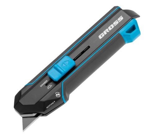 Нож-скребок выдвижной, 19мм, сменное лезвие, SK2, 5 запас. лезвий, алюмин. корпус GROSS