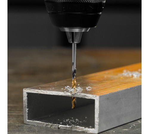 Сверло спиральное по металлу 3 x 61мм, Р6М5, Golden Tip, многогранная заточка, 2шт. Denzel