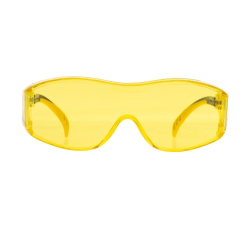 Очки защитные открытые, поликарбонатные, увеличенная желтая линза, регулируемые дужки Denzel