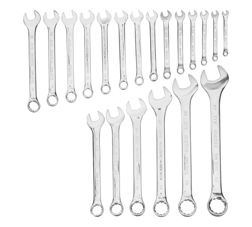 Набор ключей комбинированных 6-32 мм, 20 шт, CrV, полированный хром Matrix