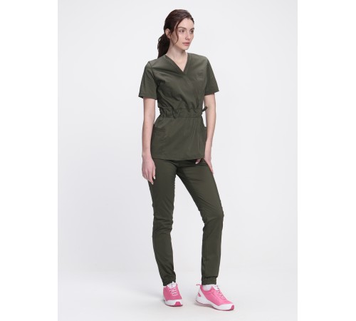 Костюм женский хирургический Модерн-004 (тк.Стрейч,120) MedLine, хаки