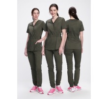 Костюм женский хирургический Модерн-004 (тк.Стрейч,120) MedLine, хаки