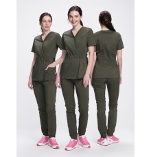 Костюм женский хирургический Модерн-004 (тк.Стрейч,120) MedLine, хаки Костюм женский хирургический Модерн-004 (тк.Стрейч,120) MedLine, хаки
