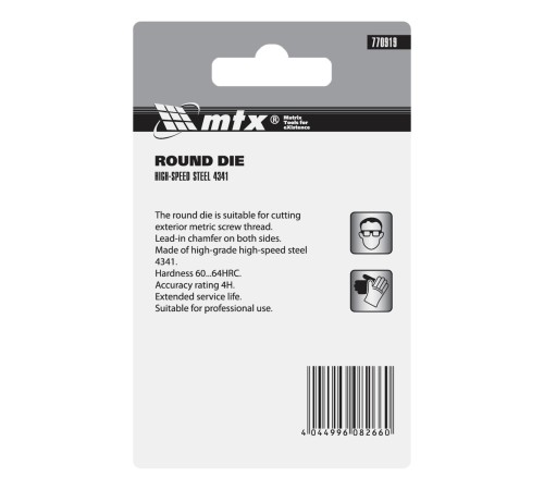 Плашка М10 х 1.25 мм, Р6М5 MTX