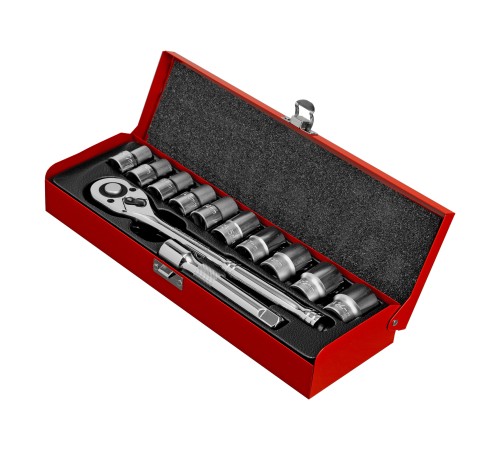 Набор торцевых головок, 1/2, головки 10-24 мм, с трещоточным ключом, 12 предметов Matrix