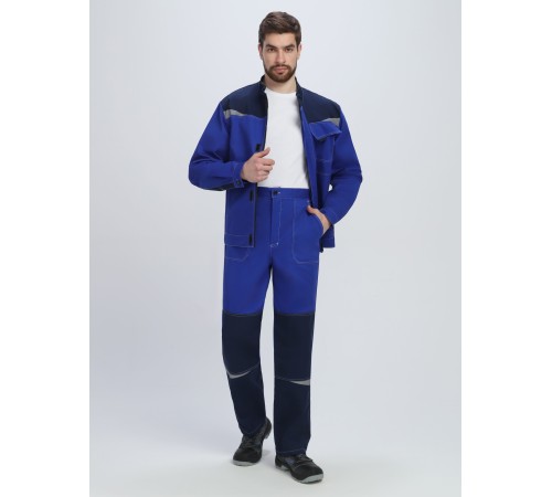 Костюм Строй-1 CH МВО (тк.Смесовая,280) брюки, васильковый/т.синий