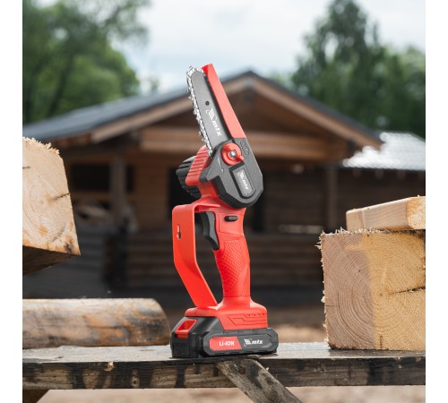 Цепная мини-пила аккумуляторная, MCS-100, шина 100 мм, Li-Ion, 20 В MTX