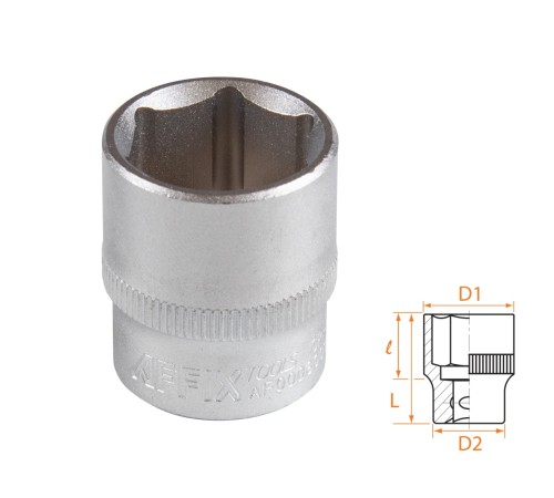 Головка торцевая стандартная шестигранная 3/8", 19 мм AFFIX AF00030019 Головка торцевая стандартная шестигранная 3/8", 19 мм AFFIX AF00030019