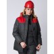 Куртка зимняя женская Снежана (Дюспо), темно-серый/красный