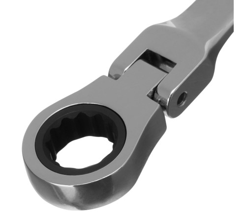 Ключ комбинированный трещоточный, 14 мм, CrV, шарнирный, зеркальный хром Matrix Professional