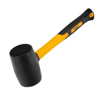 Киянка резиновая, 16 oz, черная резина, фибергласовая рукоятка Denzel