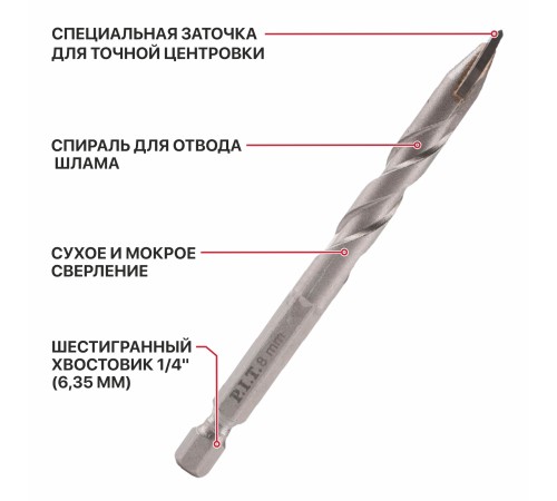 Сверло для твердой керамики P.I.T. AMAS13-008SA