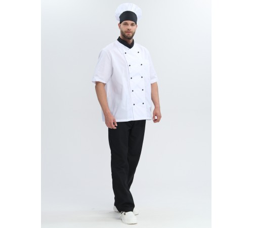 Костюм повара с коротким рукавом Шоколад (тк.ТиСи), черный/белый Костюм повара с коротким рукавом Шоколад (тк.ТиСи), черный/белый
