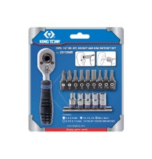 Набор вставок (бит) и головок с трещоткой 1/4", Torx, Hex, PH, 15 предметов KING TONY 2515MR Набор вставок (бит) и головок с трещоткой 1/4", Torx, Hex, PH, 15 предметов KING TONY 2515MR