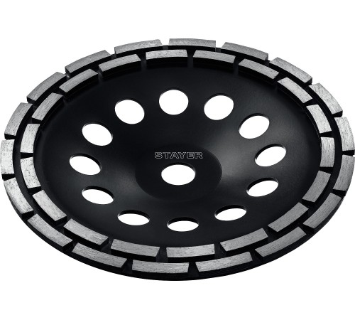 STAYER Double, d 180 мм, двухрядная алмазная шлифовальная чашка (33381-180) STAYER Double, d 180 мм, двухрядная алмазная шлифовальная чашка (33381-180)