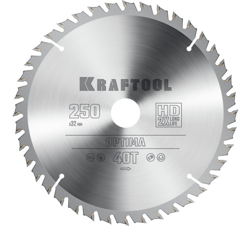 KRAFTOOL Optima, 250 х 32 мм, 40Т, пильный диск по дереву (36951-250-32) KRAFTOOL Optima, 250 х 32 мм, 40Т, пильный диск по дереву (36951-250-32)
