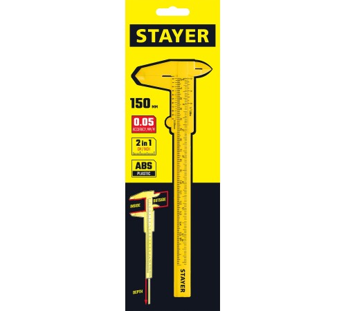STAYER 150 мм, штангенциркуль пластмассовый STANDARD 3440_z02 STAYER 150 мм, штангенциркуль пластмассовый STANDARD 3440_z02