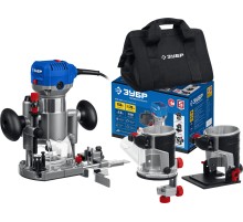 ЗУБР 750 Вт, кромочный фрезер, сумка, 3 основания, Профессионал (ФПК-750Н)