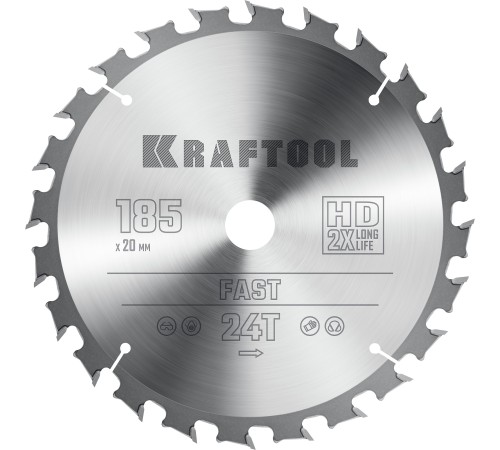 KRAFTOOL Fast, 185 х 20 мм, 24Т, пильный диск по дереву (36950-185-20) KRAFTOOL Fast, 185 х 20 мм, 24Т, пильный диск по дереву (36950-185-20)