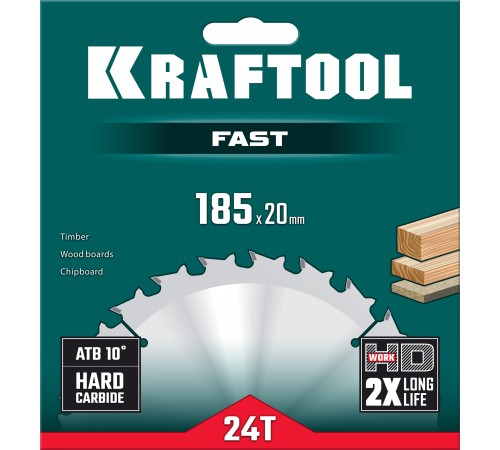 KRAFTOOL Fast, 185 х 20 мм, 24Т, пильный диск по дереву (36950-185-20) KRAFTOOL Fast, 185 х 20 мм, 24Т, пильный диск по дереву (36950-185-20)