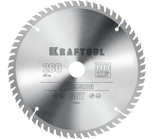 KRAFTOOL Precision, 260 х 30 мм, 60Т, пильный диск по дереву (36952-260-30)