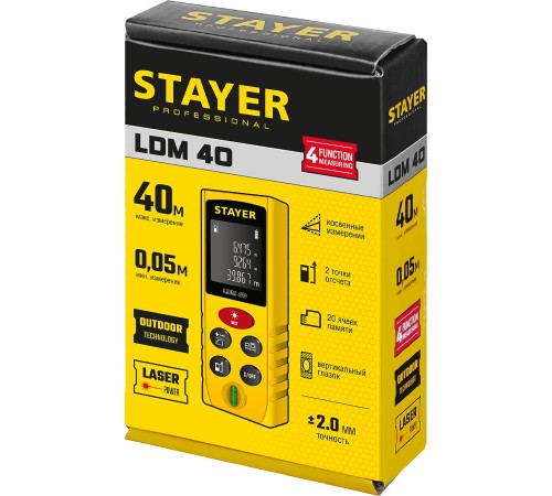 STAYER дальность 30 м, 5 функций , лазерный дальномер 34956