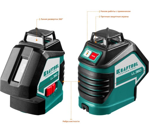 KRAFTOOL линейный лазерный нивелир c держателем LL360 #2 34645-2 Professional