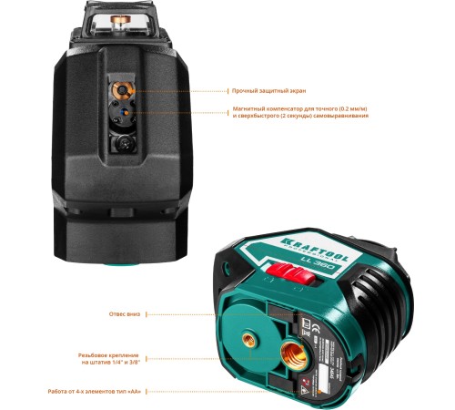 KRAFTOOL линейный лазерный нивелир c держателем LL360 #2 34645-2 Professional