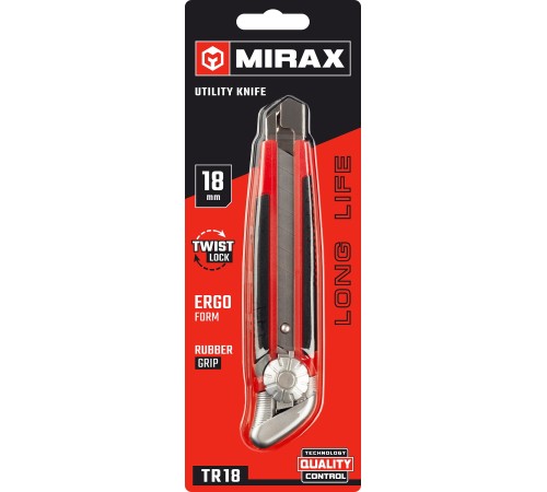 MIRAX 18 мм, сегментированное лезвие, винтовой фиксатор, нож 09128 MIRAX 18 мм, сегментированное лезвие, винтовой фиксатор, нож 09128