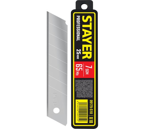 STAYER 25 мм, 10 шт, сегментированные лезвия (09179-S10) STAYER 25 мм, 10 шт, сегментированные лезвия (09179-S10)