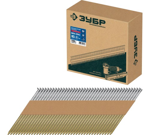 ЗУБР SN34 (D34) 83 х 3.1 мм, реечные гвозди рифленые оцинкованные, 3000 шт (305399-83) ЗУБР SN34 (D34) 83 х 3.1 мм, реечные гвозди рифленые оцинкованные, 3000 шт (305399-83)