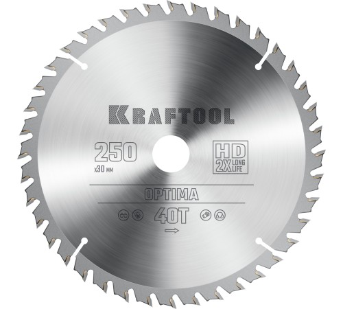 KRAFTOOL Optima, 250 х 30 мм, 40Т, пильный диск по дереву (36951-250-30) KRAFTOOL Optima, 250 х 30 мм, 40Т, пильный диск по дереву (36951-250-30)