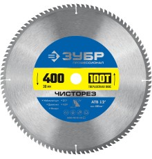 ЗУБР Чисторез, 400 x 30 мм, 100Т, пильный диск по дереву, Профессионал (36905-400-30-100)
