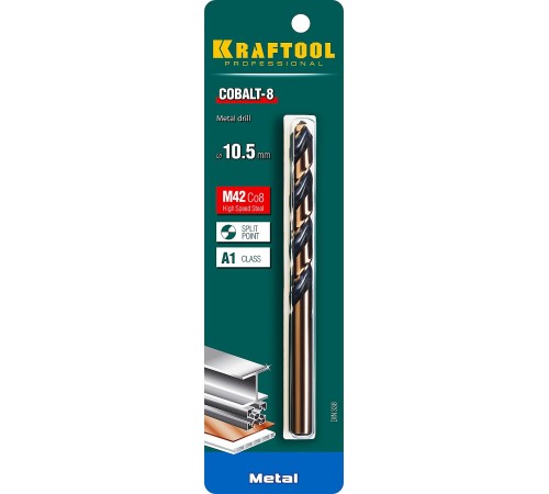 KRAFTOOL Ø 10.5 х 133 мм, HSS-Co (8%), класс A, сверло по металлу 29656-10.5 Pro KRAFTOOL Ø 10.5 х 133 мм, HSS-Co (8%), класс A, сверло по металлу 29656-10.5 Pro