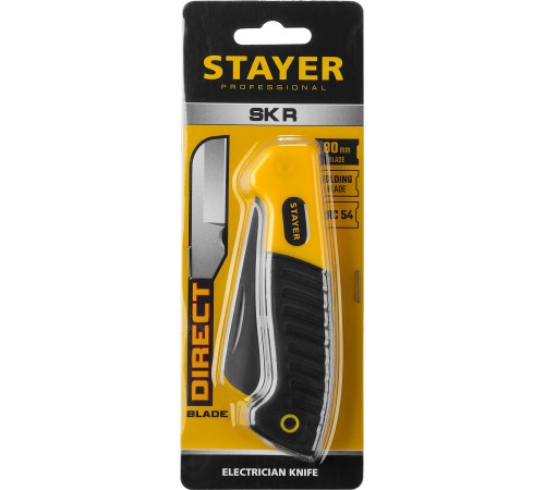 STAYER складной, прямое лезвие, нож монтерский SK-R 45408 Professional STAYER складной, прямое лезвие, нож монтерский SK-R 45408 Professional
