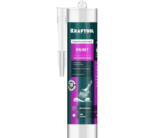 KRAFTOOL Paint, 300 мл, белый, универсальный акриловый герметик (41251-0) KRAFTOOL Paint, 300 мл, белый, универсальный акриловый герметик (41251-0)