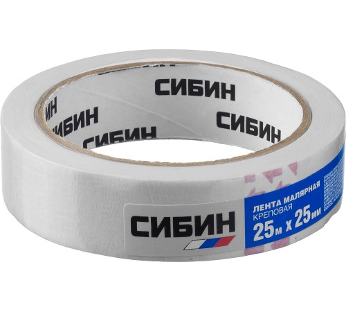 СИБИН 25 мм, 25 м, лента малярная 12111-25_z01 СИБИН 25 мм, 25 м, лента малярная 12111-25_z01