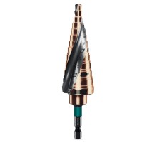 KRAFTOOL COBALT 6-30мм, 13 ступеней, азотирование, винтовая спираль, сверло ступенчатое(29691-6-30-13) KRAFTOOL COBALT 6-30мм, 13 ступеней, азотирование, винтовая спираль, сверло ступенчатое(29691-6-30-13)